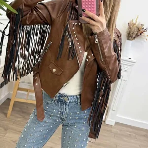 Glamorous Chiodo Frange Tabacco