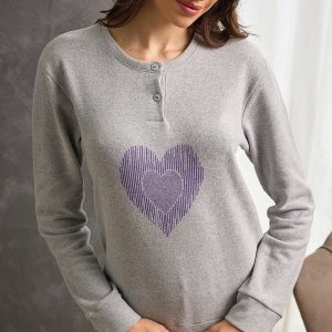 IL GRANCHIO – Pigiama Donna In Punto Milano Con Stampa Cuore