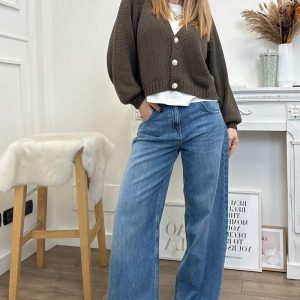 HaveOne Cardigan Bottoni Gioiello Moro