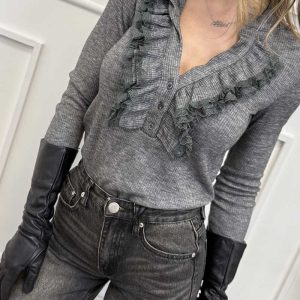 HaveOne Maglia con Pizzo Grigio