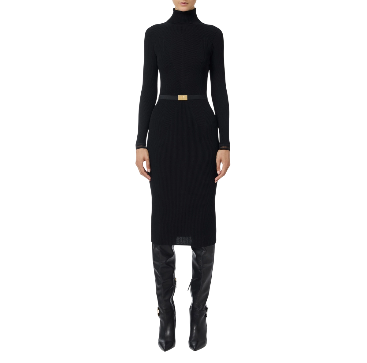 Abito in maglia a costine con cintura – elisabetta franchi - immagine 3