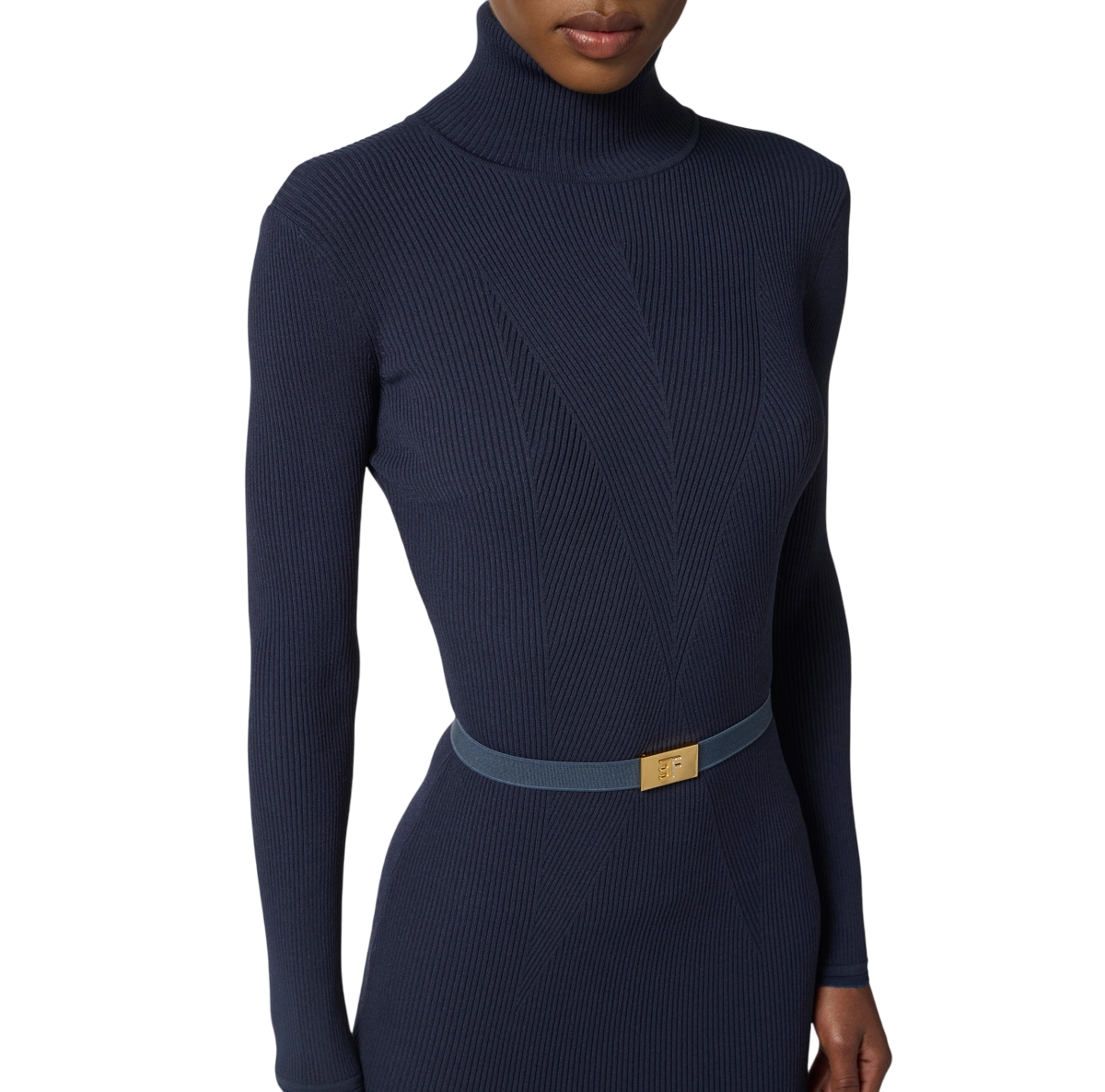 Abito in maglia a costine con cintura twilight – elisabetta franchi - immagine 5