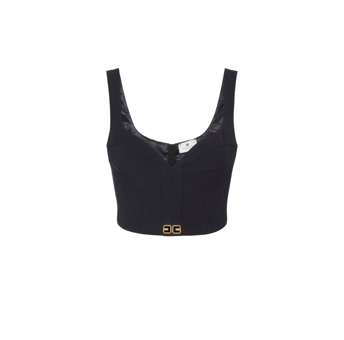 Top in crêpe leggero con dettagli logo – elisabetta franchi - immagine 2