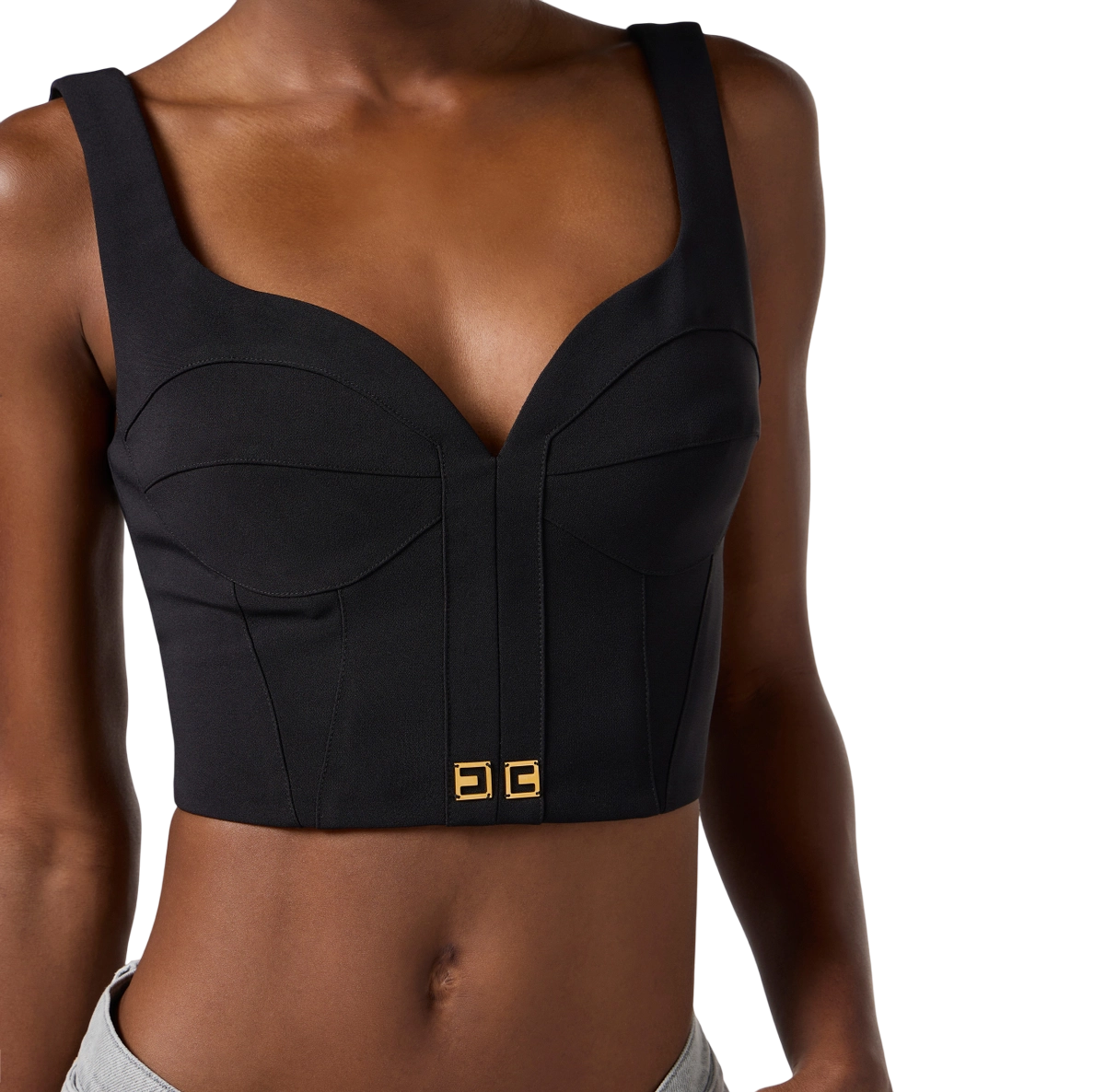 Top in crêpe leggero con dettagli logo – elisabetta franchi - immagine 5