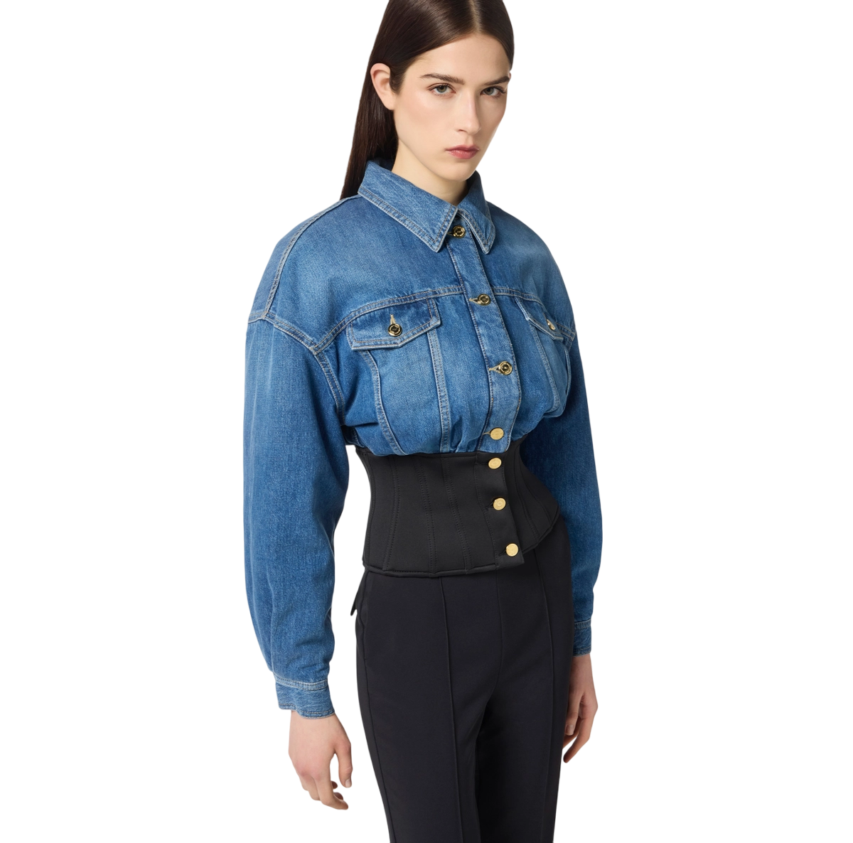 Bomber in denim e neoprene – elisabetta franchi - immagine 4