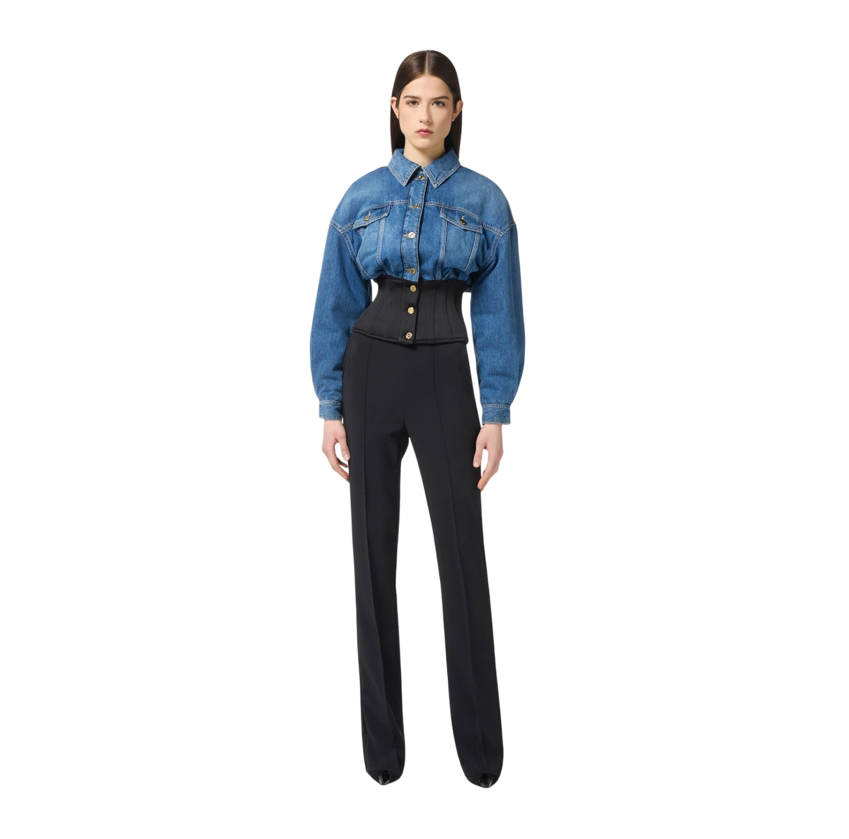 Bomber in denim e neoprene – elisabetta franchi - immagine 3