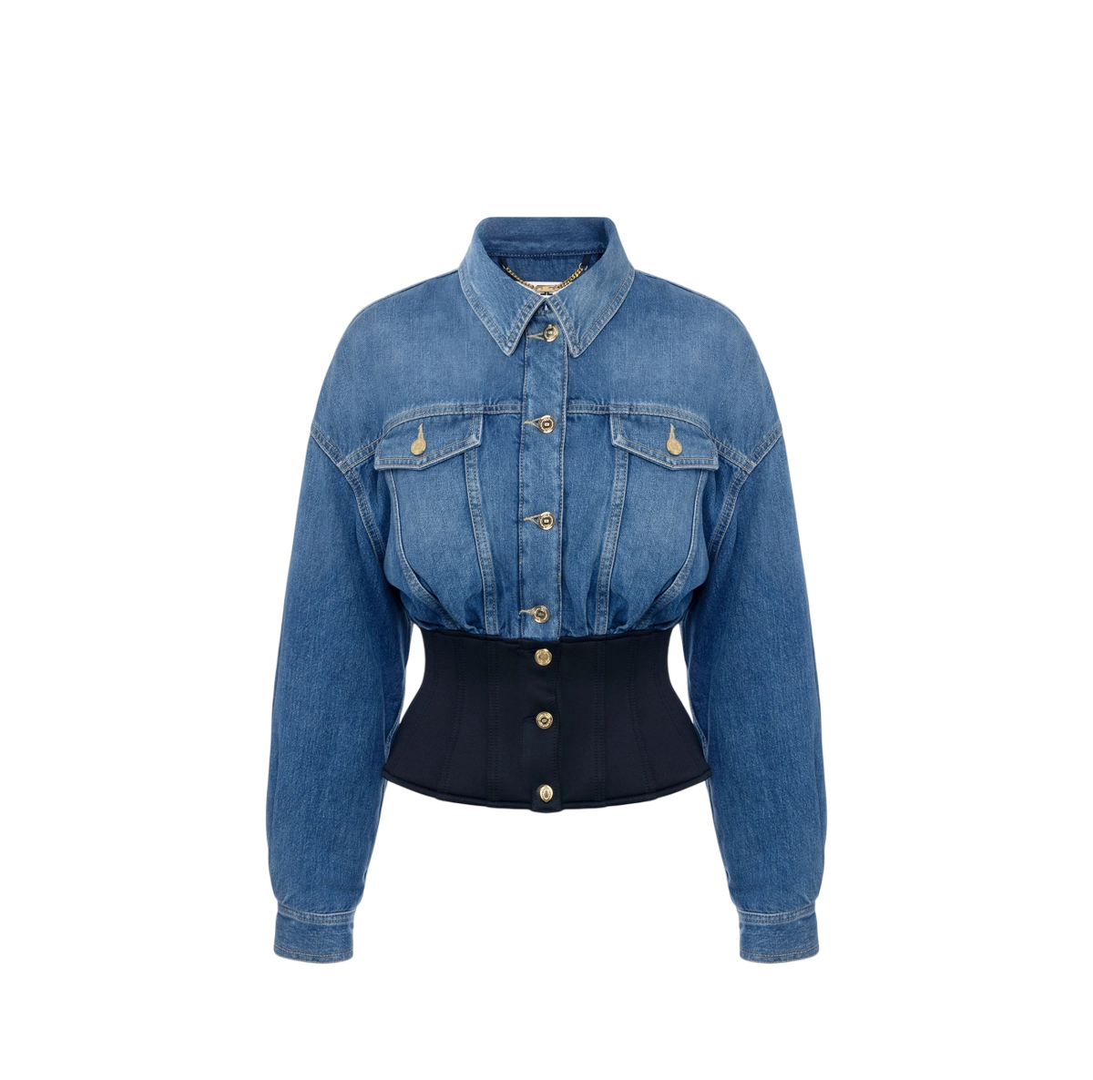 Bomber in denim e neoprene – elisabetta franchi - immagine 2