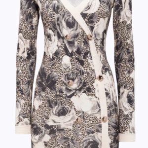 ABITO DOPPIOPETTO IN MAGLIA STAMPA ROSE BLUGIRL