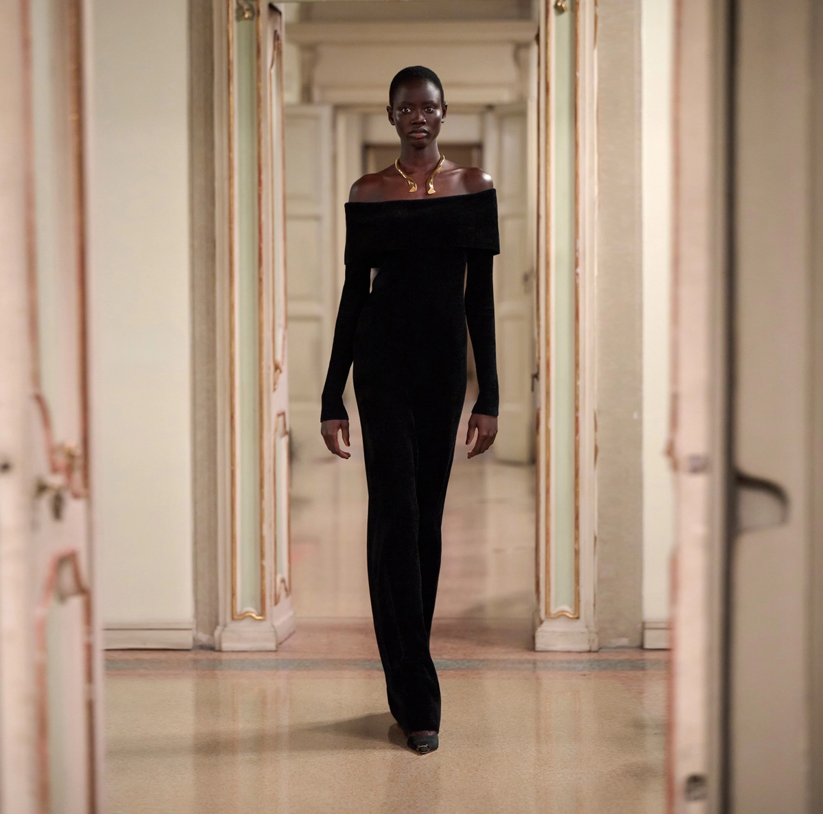 Abito Red Carpet in ciniglia con cintura - immagine 7