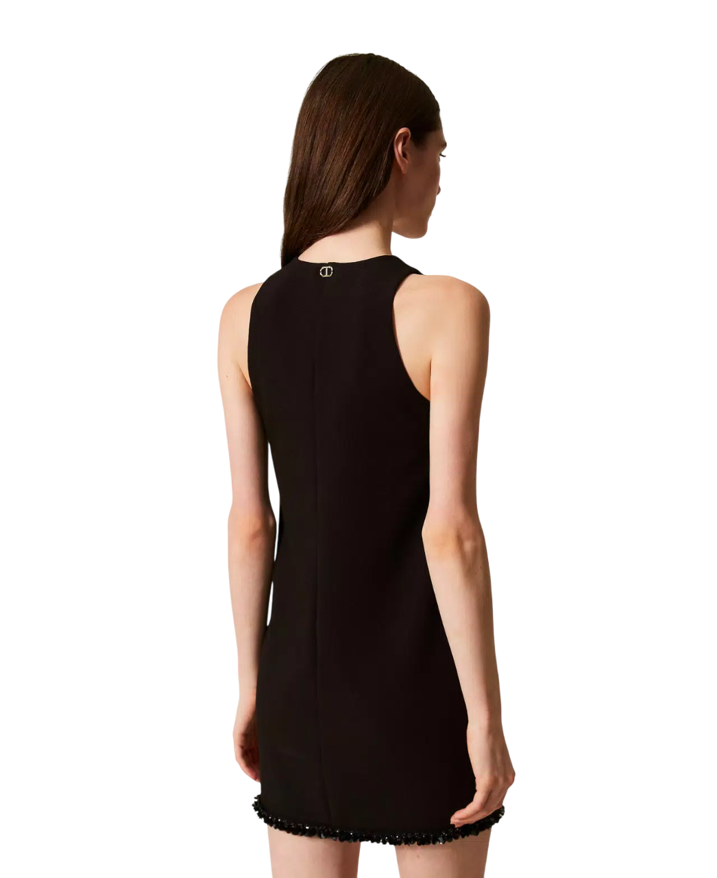 Abito corto in crêpe con ricamo - immagine 4