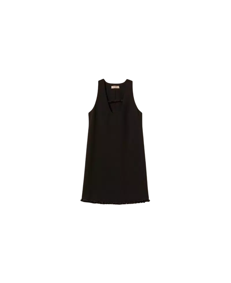 Abito corto in crêpe con ricamo - immagine 5