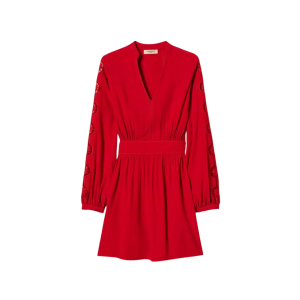 Abito corto in crêpe con ricamo