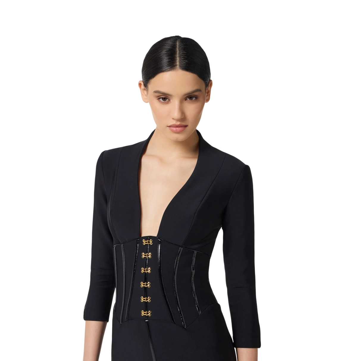 Abito in neoprene con dettagli corsetto – elisabetta franchi - immagine 4