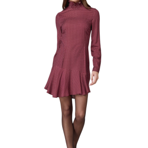 Astrid – Abito Corto Collo Dolcevita • Pois Piccolo Bordeaux