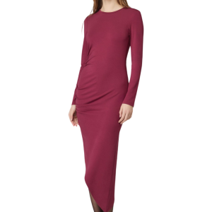 Cynthia – Abito girocollo asimmetrico bordeaux