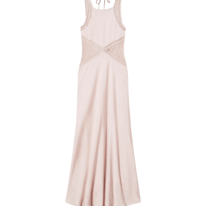 Abito lungo halter in raso con pizzo – TWINSET