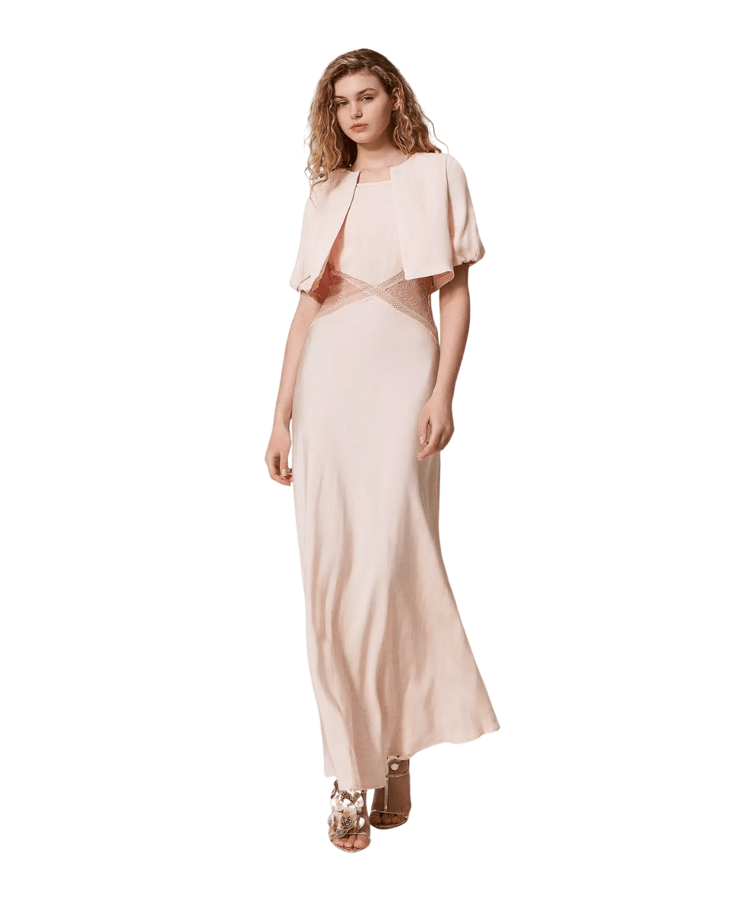 Abito lungo halter in raso con pizzo – TWINSET - immagine 7