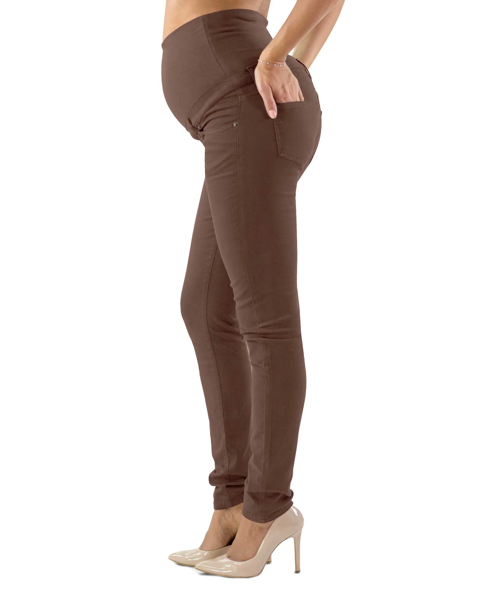 Pantalone Premaman Slim Fit - Marrone - immagine 5