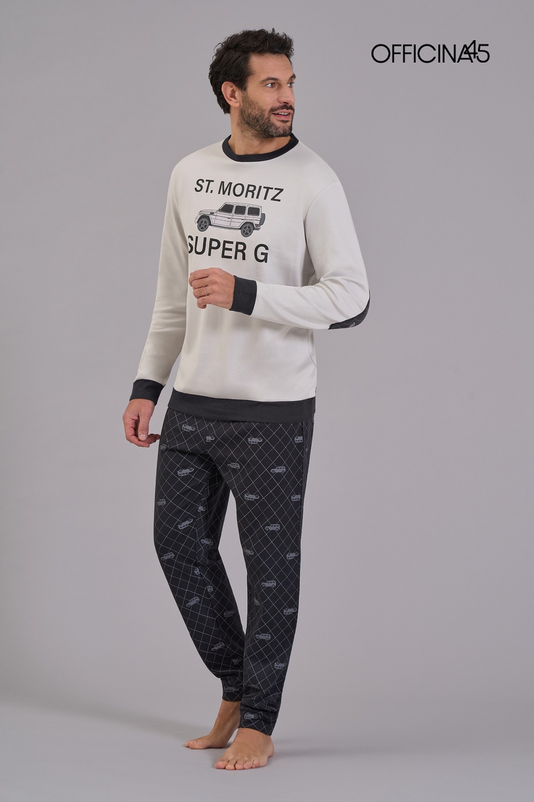 OFFICINA45 – Pigiama Uomo Lungo In Interlock - immagine 2