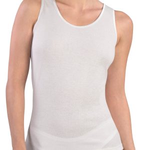 MABRAT – Canotta Spalla Larga In Lana E Cotone – Bianco Lana – Nero