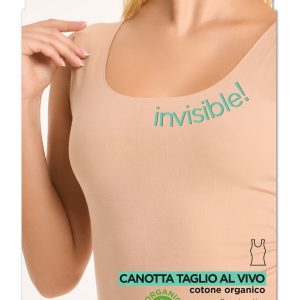 GOLDEN LADY – Canotta Spalla Larga Invisibile In Cotone Organico – Naturale – Bianco – Nero