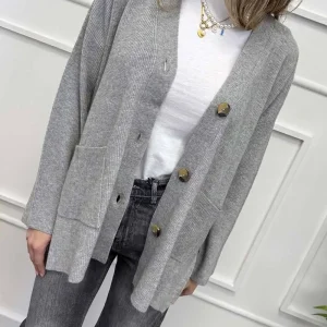 Only Cardigan Rib Grigio