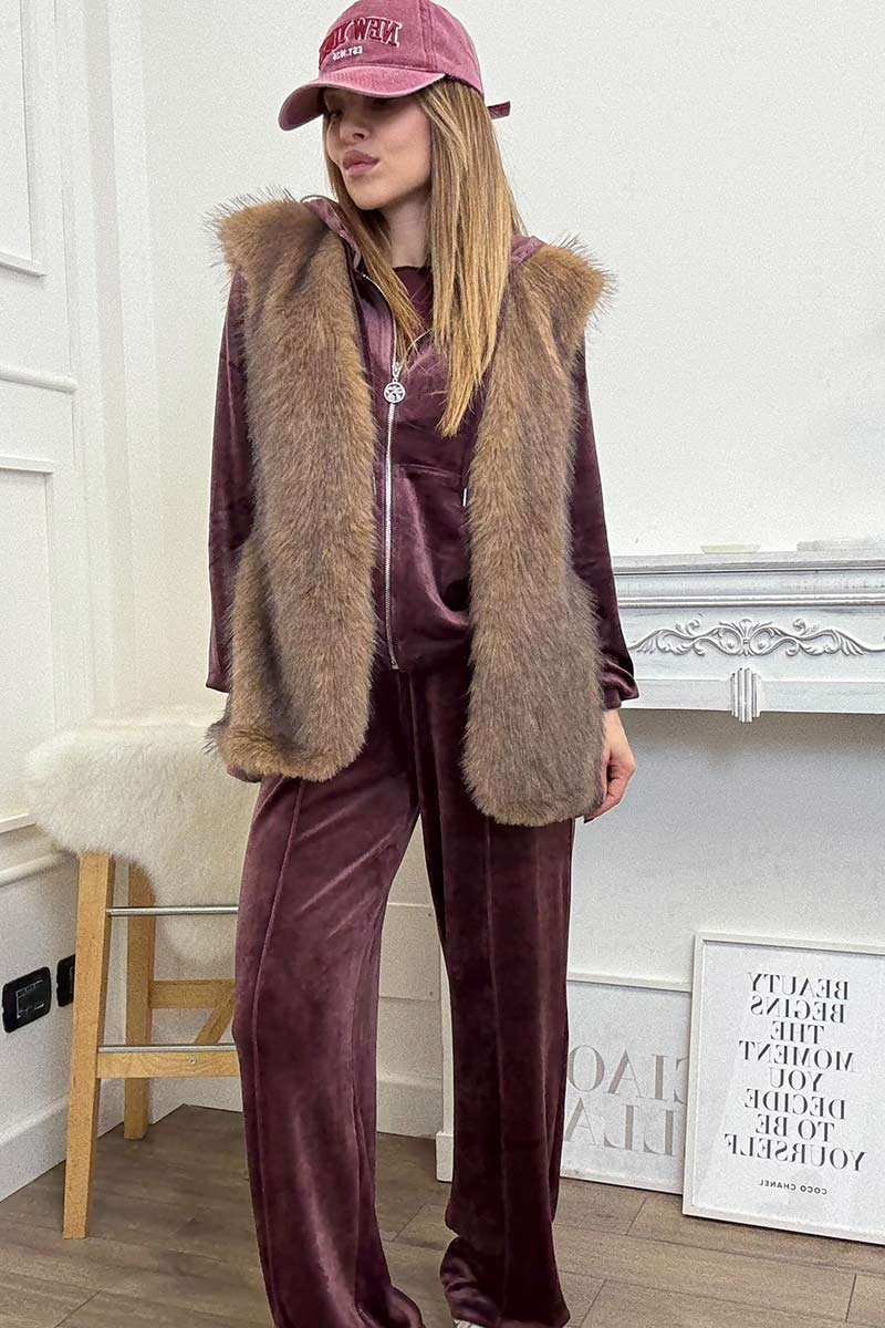 Only Felpa Tuta Ciniglia Vino - immagine 2