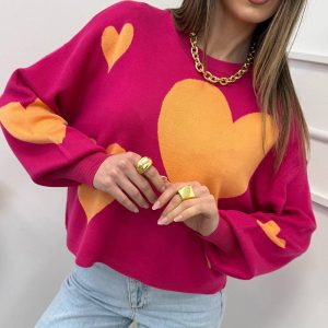 Only Maglia Cuore Fucsia