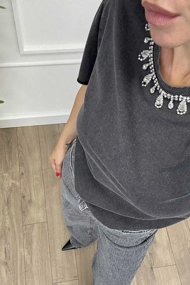 Only T-shirt Bling Bling Antracite - immagine 3