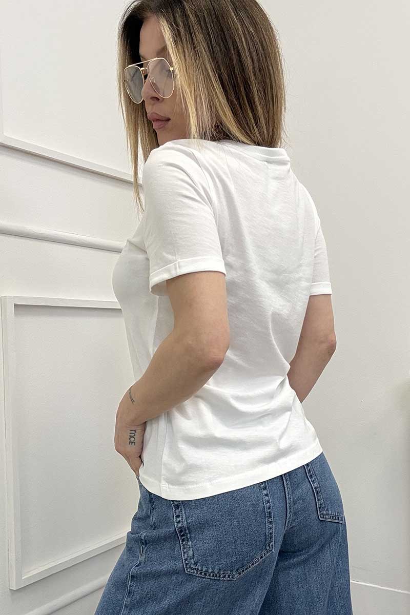 Only T-shirt Tricot Bianco - immagine 4