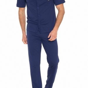 SERGIO TACCHINI – Pigiama Aperto Tris In Cotone – Blu Navy