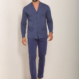 O-LAB – Pigiama In Stile Camicia – Blu – Piombo