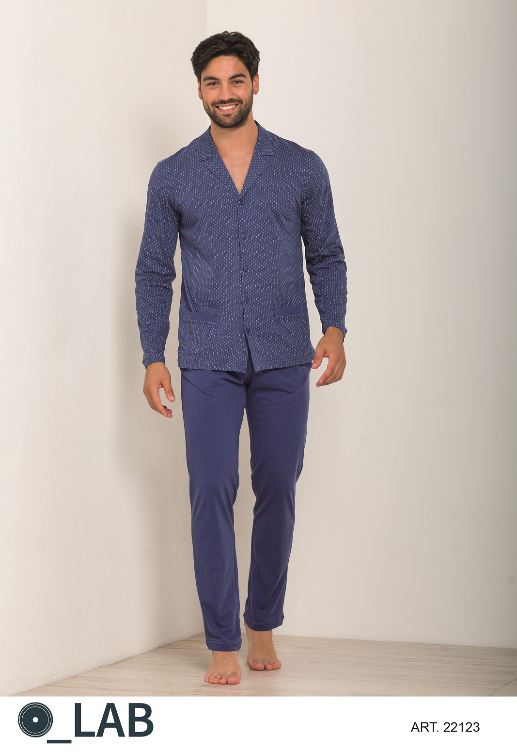 O-LAB – Pigiama In Stile Camicia – Blu – Piombo