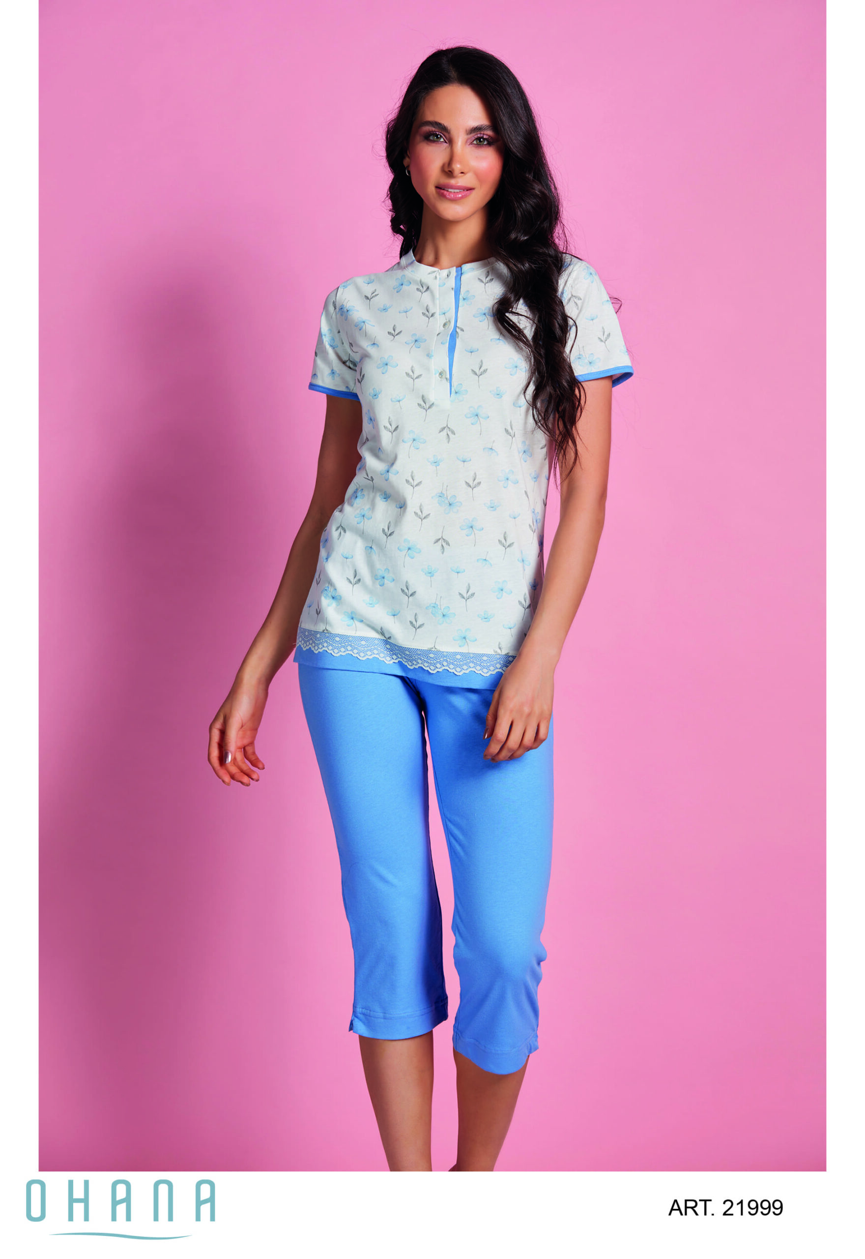 OHANA – Pigiama A Serafino Manica Corta - immagine 2