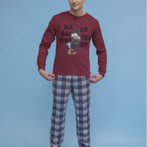 DISNEY – Pigiama Uomo Caldo Cotone Bordeaux
