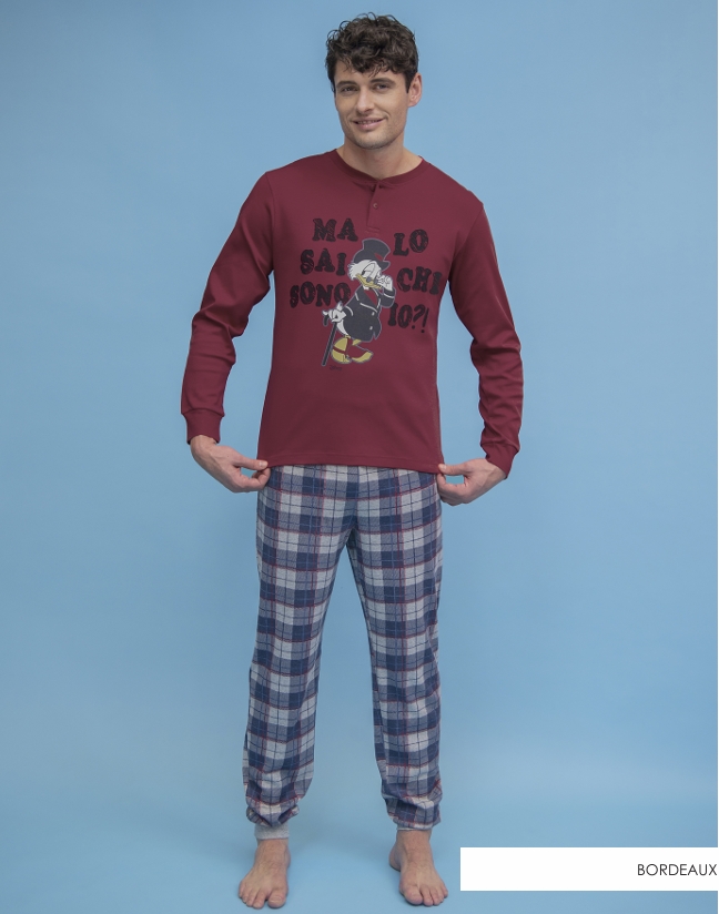 DISNEY – Pigiama Uomo Caldo Cotone Bordeaux