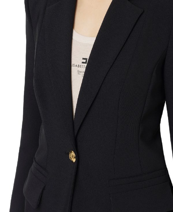 Tailleur in crêpe stretch con giacca sfiancata e pantalone dritto – Elisabetta Franchi - immagine 3