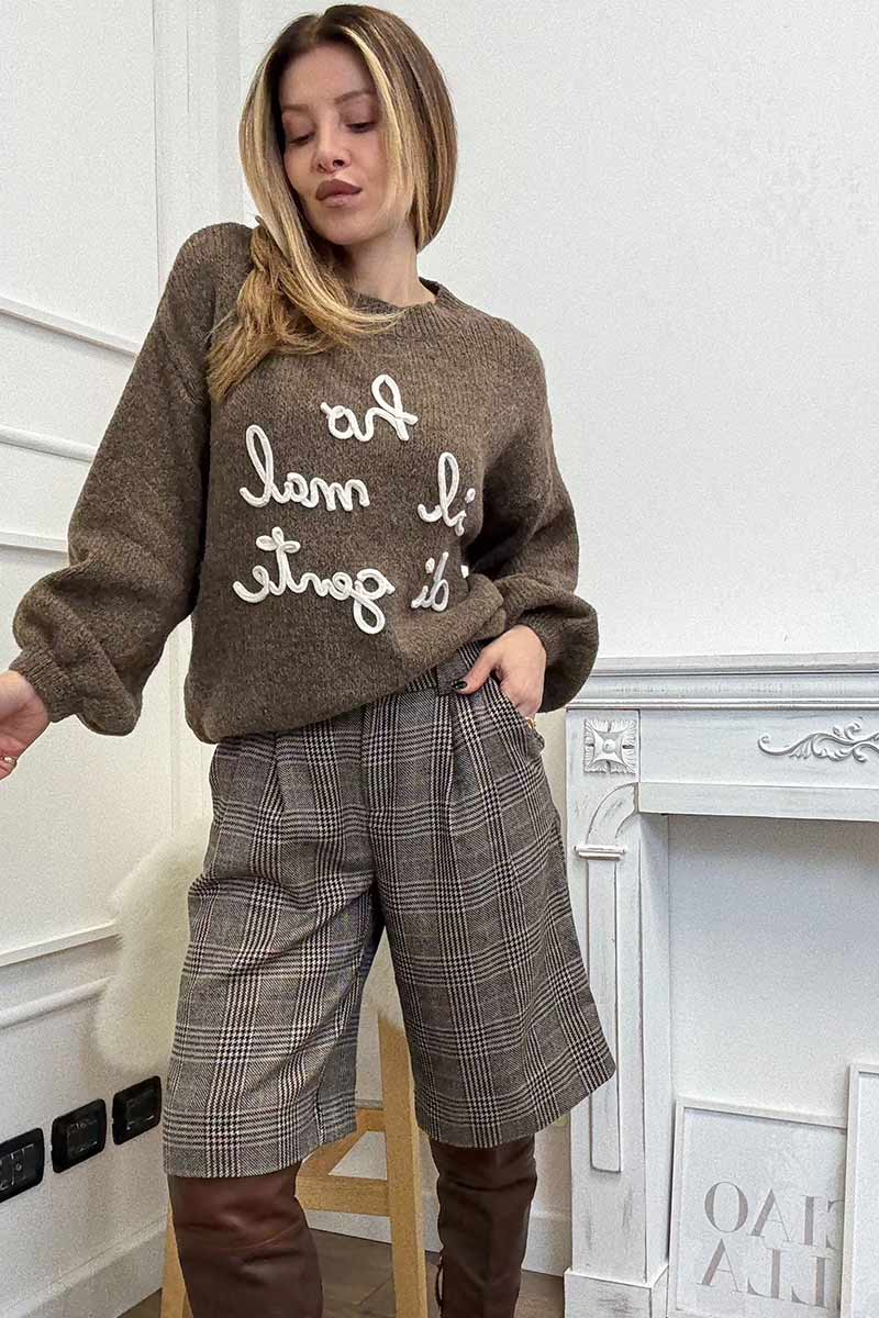 VelvetSnack Maglia Ho il Mal di Gente Tortora - immagine 4