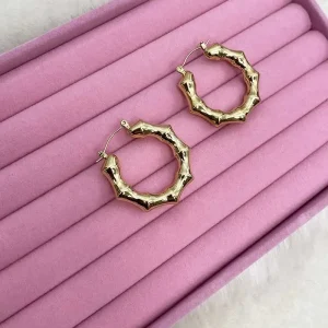 VelvetSnack Orecchini Cerchio Bambù Oro