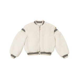 TwinSet Bomber in faux fur con costine rigate