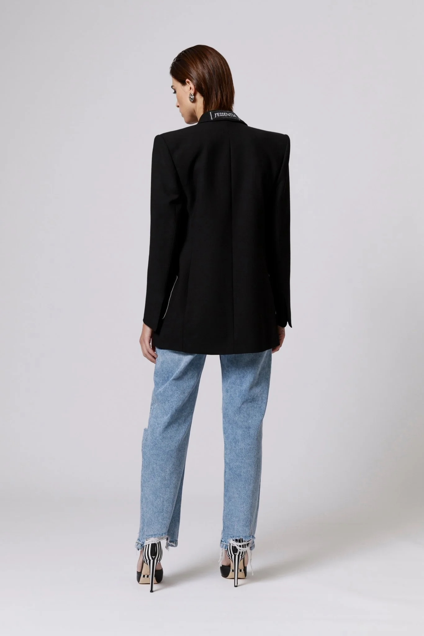 Jeans Donna con Tasca D'Arte Bianco e Nero - immagine 4