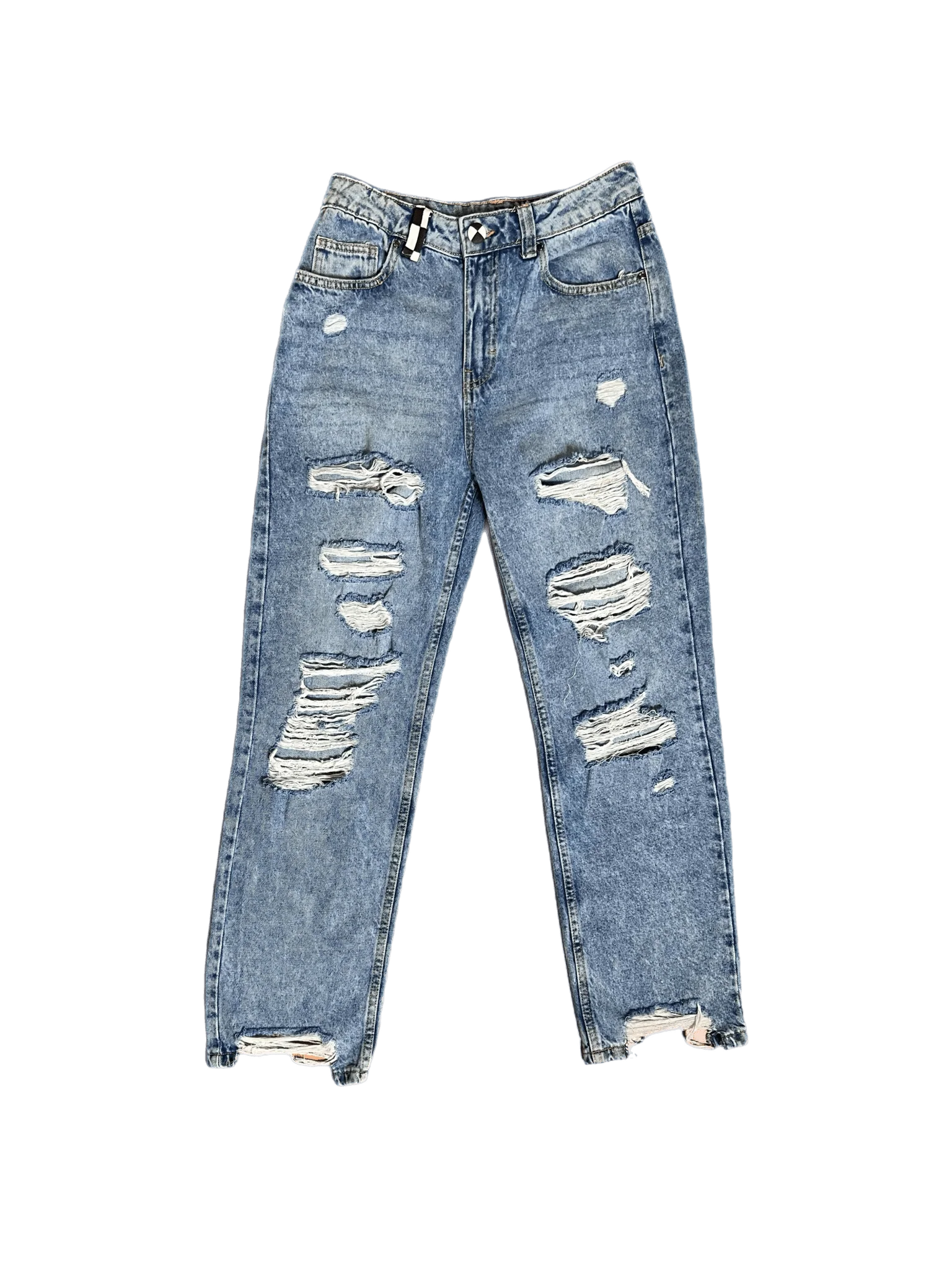 Jeans Donna con Tasca D'Arte Bianco e Nero - immagine 3