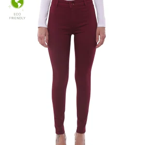 Jeans Donna Vita Alta Skinny - Bordeaux - Made in Italy