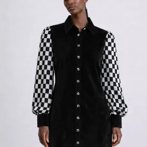 Chemisier in velluto e seta "Black & White"