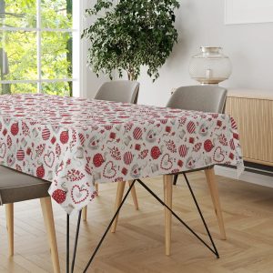 VINGI – Tovaglia Natalizia Antimacchia Con Cuori