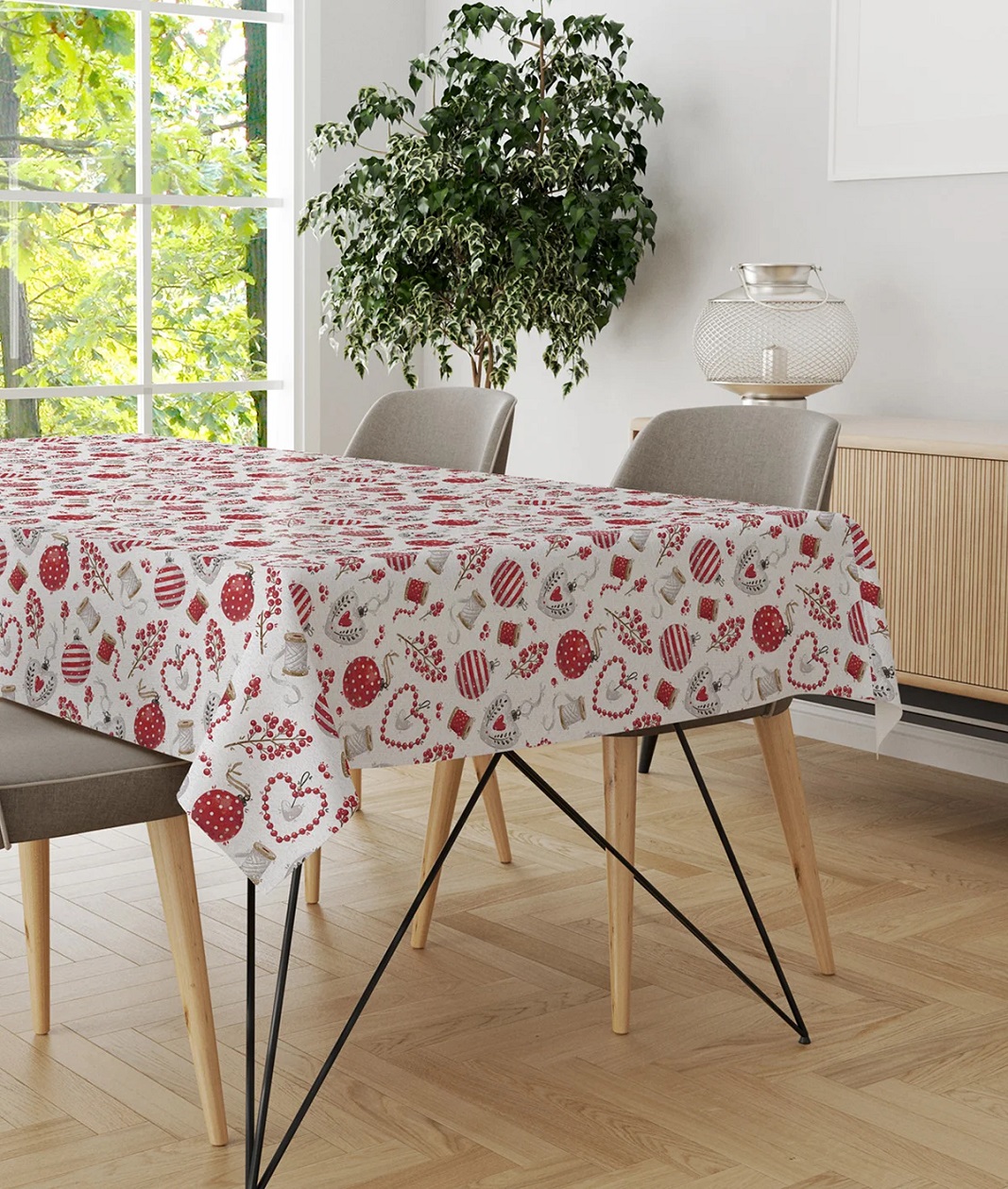 VINGI – Tovaglia Natalizia Antimacchia Con Cuori