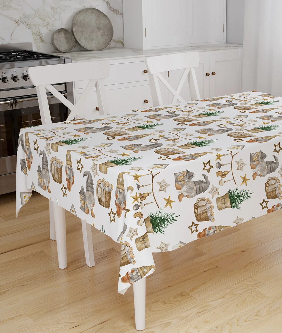 VINGI – Tovaglia Antimacchia Natalizia Con Gnomi - immagine 2