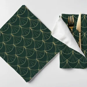6 Tovaglioli Art Decó Verde e Oro