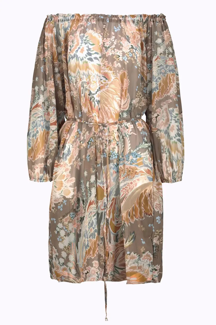 ABITO CORTO CON SCOLLO ARRICCIATO OFF-SHOULDER MISS BIKINI - immagine 2