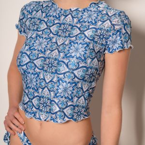 Blue Maiolica Crop T-Shirt